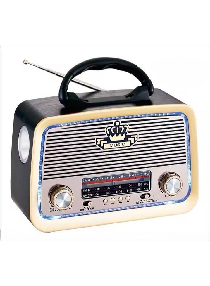 Radio FM - AM - SW Gold/Brown/Black Bluetooth Portable Audio TF Card  USB Flash disk Aux playback - Image 3